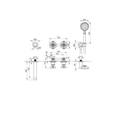 Deante Temisto bateria wannowo-prysznicowa podtynkowa mosiądz BQT_M18P