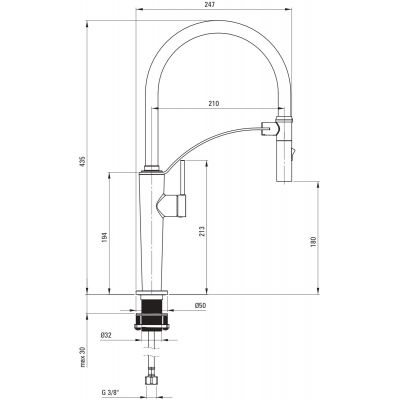 Deante Corda bateria kuchenna stojąca stal-czarna BRC_F72M