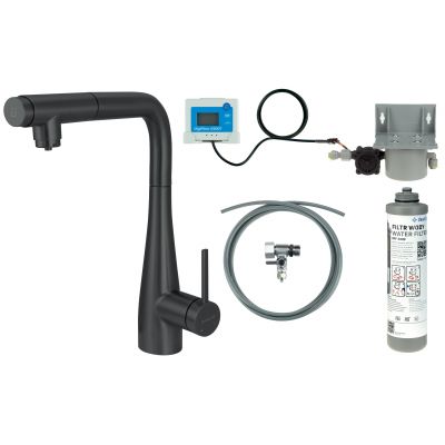 Deante Eridan zestaw startowy z baterią kuchenną stojąca czarna BREFN75M