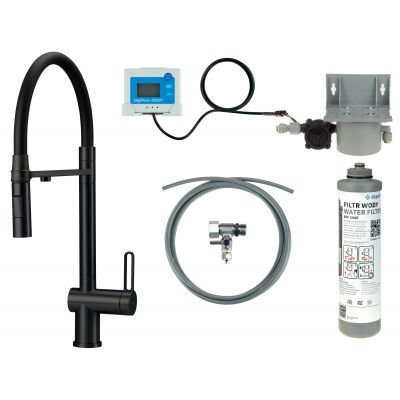 Deante Magnetic zestaw startowy z baterią kuchenną stojąca czarna BRMFN75M