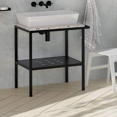Deante Temisto konsola 56.5x50 cm podumywalkowa stojąca czarny mat CSTX50A