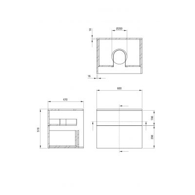 Deante Prizma umywalka z szafką i blatem 60 cm czarny mat SDNB6SNU4S