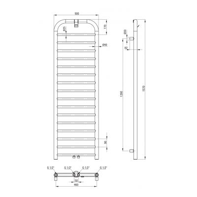Deante Silia grzejnik łazienkowy drabinkowy 157x50 cm grafit AGI_DG51