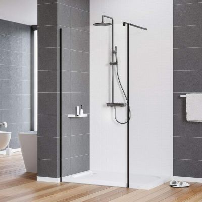 Deante Kerria Plus ścianka prysznicowa walk-in 80 cm czarny mat/szkło przezroczyste KTS_N38P