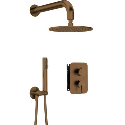 Deante Silia zestaw prysznicowy podtynkowy z deszczownicą brąz szczotkowany BXYYCQSM