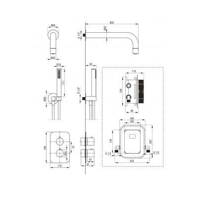Deante Box zestaw prysznicowy podtynkowy termostatyczny z deszczownicą biały BXYZAEBT