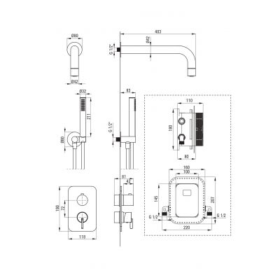Deante Silia zestaw wannowo-prysznicowy podtynkowy z deszczownicą biały BXYZAQSM