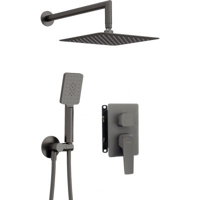 Deante Blur zestaw prysznicowy podtynkowy z deszczownicą titanium BXYZDQLM