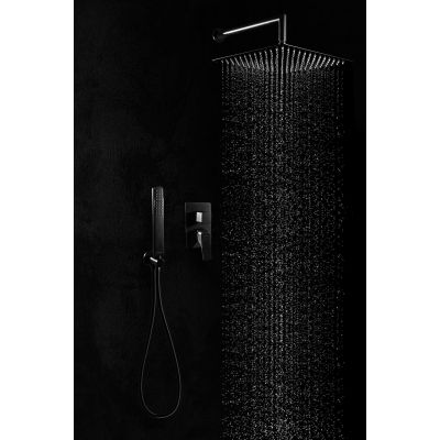 Deante Hiacynt Nero zestaw prysznicowy podtynkowy z deszczownicą czarny mat BXYZNQHM