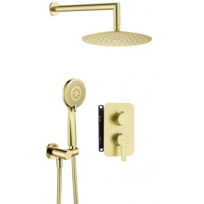 Deante Arnika zestaw prysznicowy podtynkowy z deszczownicą złoty BXYZRQAM