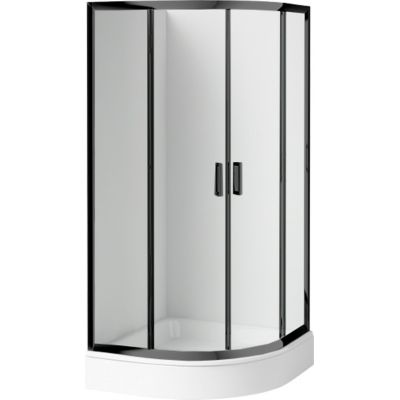 Deante Funkia kabina z brodzikiem 80x80 cm półokrągła czarny mat/szkło przezroczyste KDDZN52K