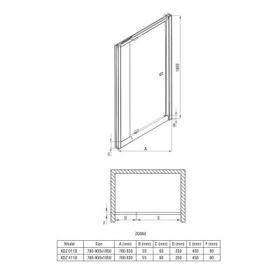 Deante Zoom drzwi prysznicowe 90 cm wnękowe chrom/szkło przezroczyste KDZ011D