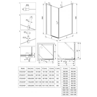 Deante Kerria Plus kabina prysznicowa 90x90 cm kwadratowa chrom połysk/szkło przezroczyste KKN0U09S09