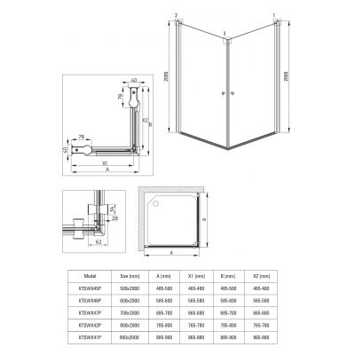 Deante Kerria Plus kabina prysznicowa 90x90 cm kwadratowa chrom połysk/szkło przezroczyste KKN0W09S09