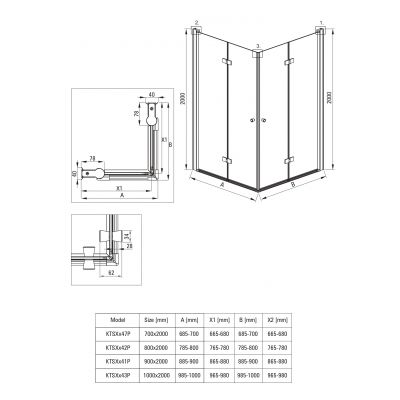 Deante Kerria Plus kabina prysznicowa 90x90 cm kwadratowa czarny mat/szkło przezroczyste KKNNX09S09