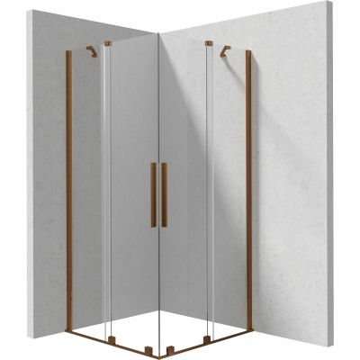 Deante Prizma kabina prysznicowa 90x90 cm kwadratowa brąz szczotkowany/szkło przezroczyste KPNCP09P09