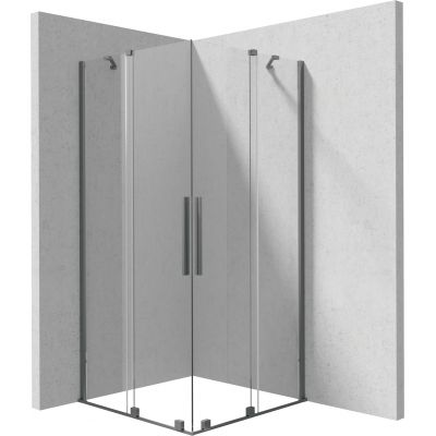 Deante Kerria Plus kabina prysznicowa 90x90 cm kwadratowa grafitowy szczotkowany/szkło przezroczyste KPNDP09P09