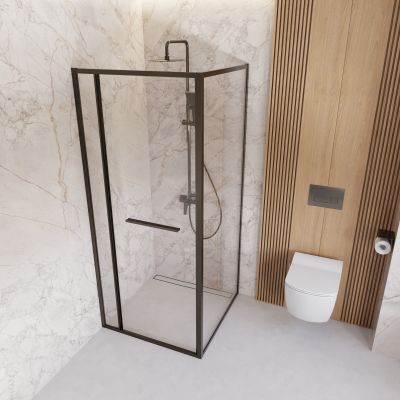 Deante Blur kabina prysznicowa 80x80 cm kwadratowa titanium/szkło przezroczyste KQB_D088P