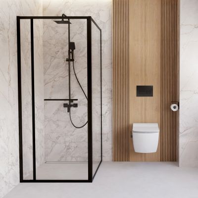 Deante Blur kabina prysznicowa 80x80 cm kwadratowa czarny mat/szkło przezroczyste KQB_N088P