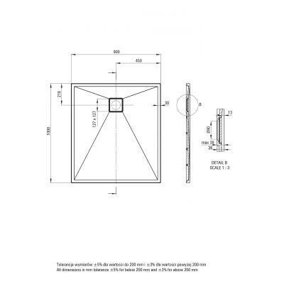 Deante Correo brodzik prostokątny 100x90 cm beżowy KQR_545B