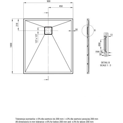 Deante Correo brodzik prostokątny 100x90 cm biały KQR_A45B