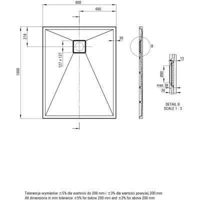 Deante Correo brodzik prostokątny 100x80 cm biały KQR_A46B