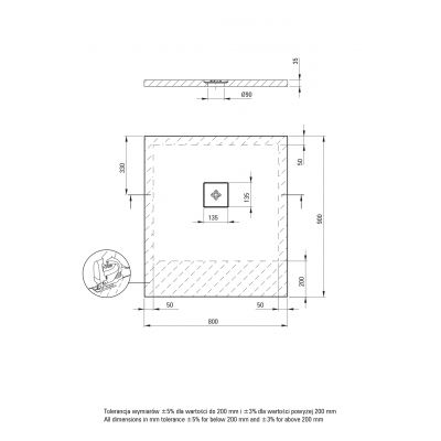 Deante Silia brodzik prostokątny z maskownicą 90x80 cm biały KSKA00809B