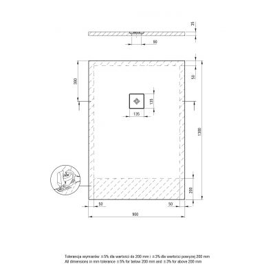 Deante Silia brodzik prostokątny 130x90 cm biały KSKA00913B