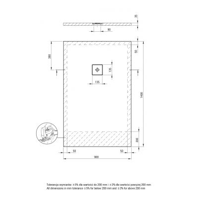 Deante Silia brodzik prostokątny z maskownicą 140x90 cm biały KSKA00914B