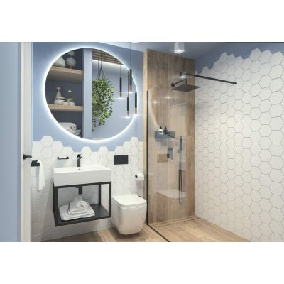 Deante Abelia Walk-In ścianka prysznicowa 140 cm wolnostojąca czarny/szkło przezroczyste KTAN34P