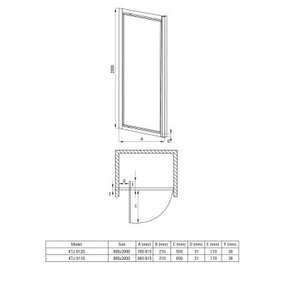 Deante Jasmin Plus drzwi prysznicowe 90 cm uchylne chrom połysk/szkło przezroczyste KTJ_011D