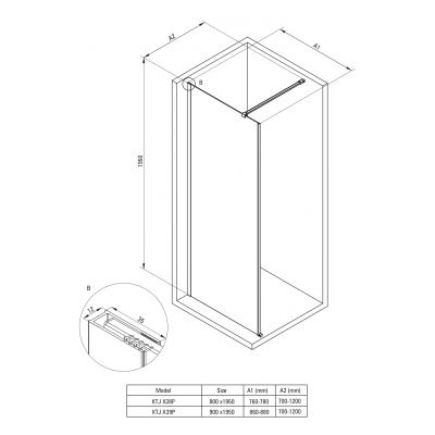 Deante Prizma ścianka prysznicowa walk-in 80 cm biały mat/szkło przezroczyste KTJ_A38P