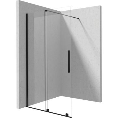 Deante Prizma ścianka prysznicowa 90 cm walk-in czarny mat/szkło przezroczyste KTJN39R