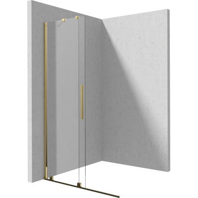 Deante Prizma ścianka prysznicowa walk-in 140 cm złoty połysk/szkło przezroczyste KTJ_Z34R