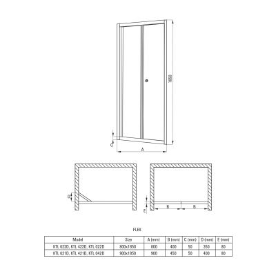 Deante Flex drzwi prysznicowe 80 cm wnękowe chrom/szkło przezroczyste KTL022D