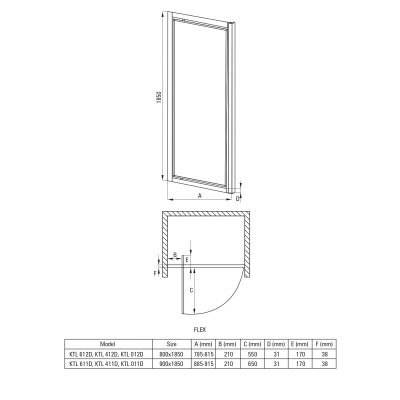 Deante Flex drzwi prysznicowe 90 cm wnękowe chrom/szkło szronione KTL611D