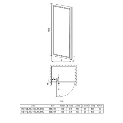 Deante Flex drzwi prysznicowe 80 cm wnękowe chrom/szkło szronione KTL612D