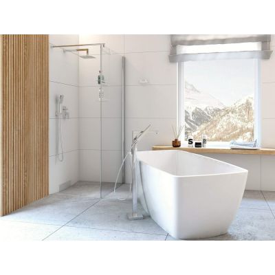 Zestaw Deante Kerria Plus Walk-In ścianki prysznicowe 100 cm wolnostojące chrom/szkło przezroczyste (KTS030P, KTS030P)