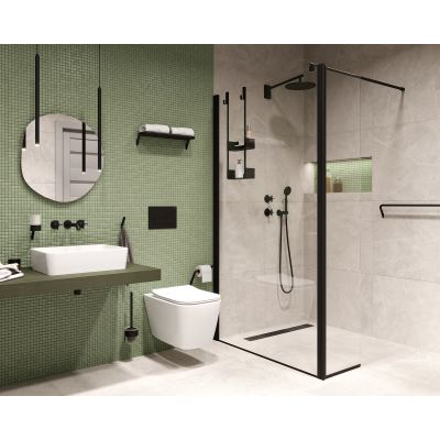 Deante Kerria Plus Nero Walk-In ścianka prysznicowa 110 cm wolnostojąca czarny mat/szkło przezroczyste KTSN31P