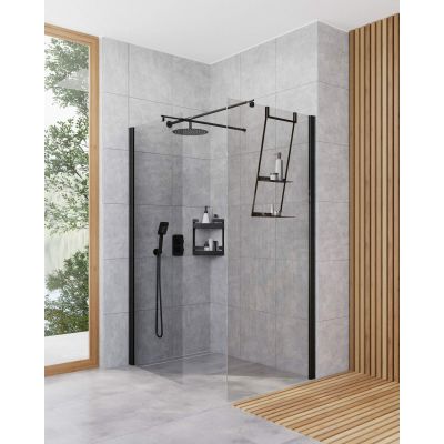 Zestaw Deante Kerria Plus Walk-In ścianki prysznicowe 100 cm i 80 cm wolnostojące czarny/szkło przezroczyste (KTSN30P, KTSN38P)