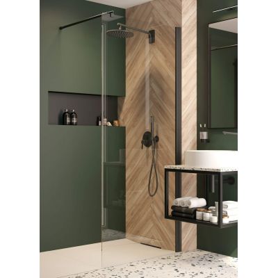 Zestaw Deante Kerria Plus Walk-In ścianki prysznicowe 100 cm i 90 cm wolnostojące czarny/szkło przezroczyste (KTSN30P, KTSN39P)