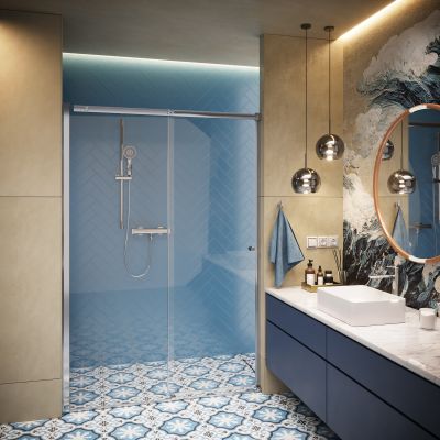 Deante Kerria Plus drzwi prysznicowe 140 cm wnękowe chrom/szkło przezroczyste KTSP014P
