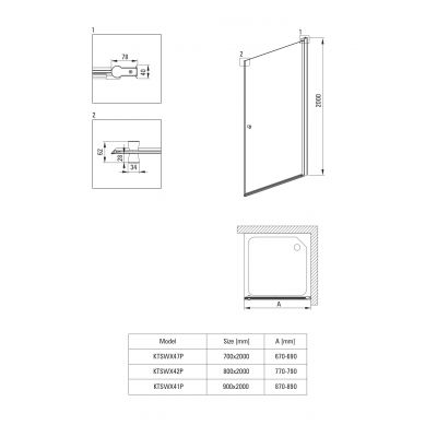 Deante Kerria Plus drzwi prysznicowe 80 cm wnękowe chrom połysk/szkło przezroczyste KTSW042P