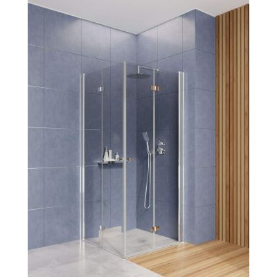 Zestaw Deante Kerria Plus drzwi prysznicowe 90 cm z profilem wnękowym chrom/szkło przezroczyste (KTSX041P, KTS000X)