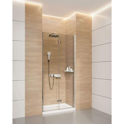 Zestaw Deante Kerria Plus drzwi prysznicowe 90 cm z profilem wnękowym chrom/szkło przezroczyste (KTSX041P, KTS000X)