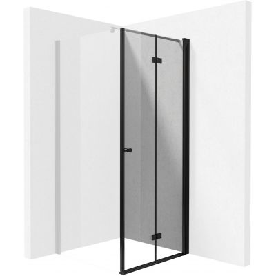 Zestaw Deante Kerria Plus drzwi prysznicowe 90 cm z profilem wnękowym czarny/szkło przezroczyste (KTSXN41P, KTSN00X)