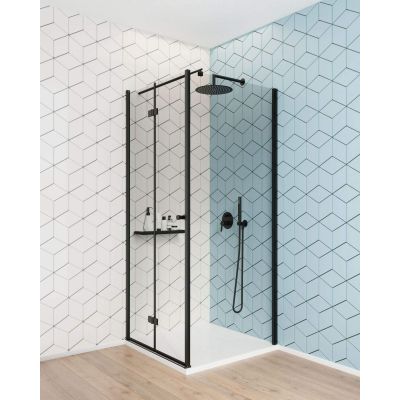 Zestaw Deante Kerria Plus drzwi prysznicowe 100 cm z profilem wnękowym czarny/szkło przezroczyste (KTSXN43P, KTSN00X)