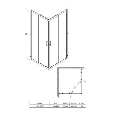 Deante Funkia Evo kabina prysznicowa 90x80 cm prostokątna chrom połysk/szkło przezroczyste KYC_0089P