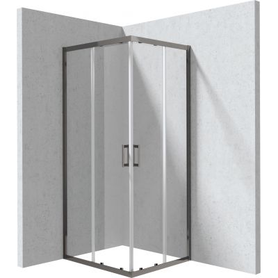 Deante Funkia Evo kabina prysznicowa 90x80 cm prostokątna grafitowy szczotkowany/szkło przezroczyste KYC_D089P