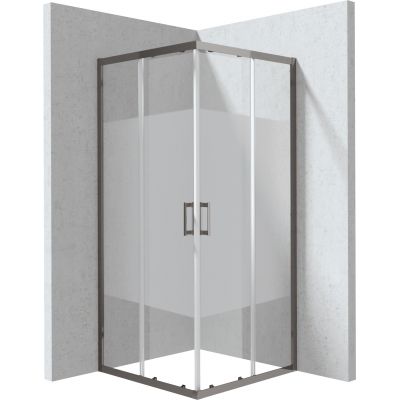 Deante Funkia Evo kabina prysznicowa 90x90 cm kwadratowa grafitowy mat/szkło ze wzorem pas KYC_DE99P